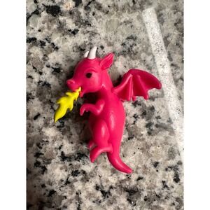 Hot Pink Dragon Fire Breathing Figurine Toy Charm Keychain Accessory